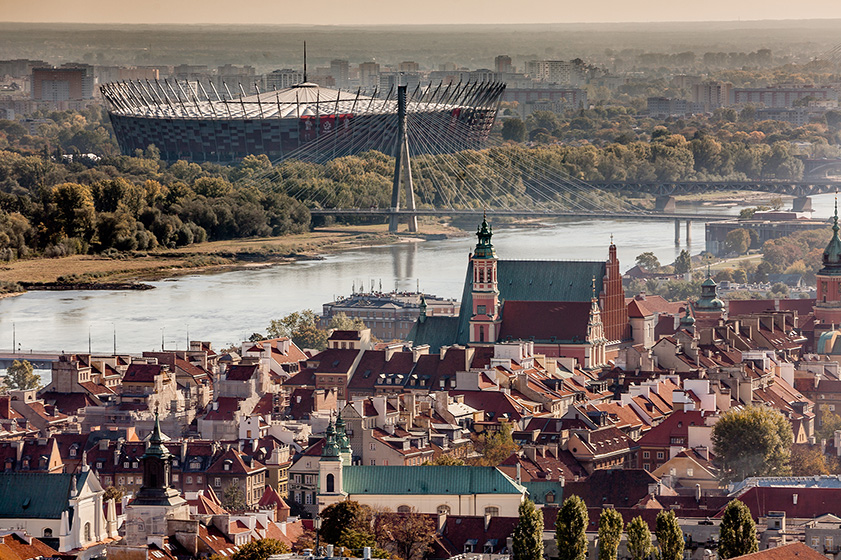 Stadion Narodowy, panorama Warszawy