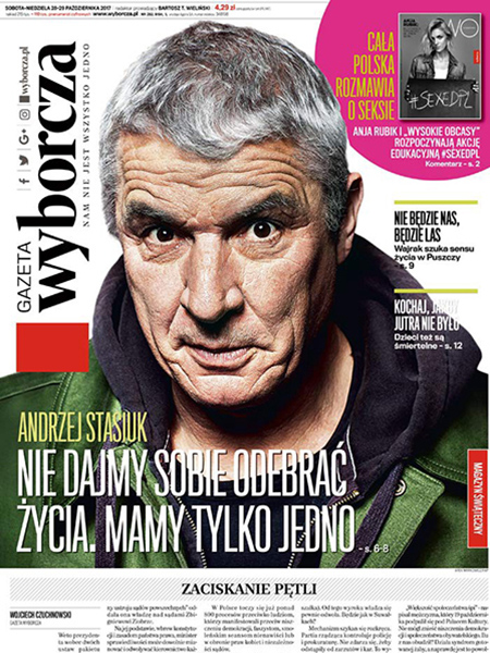 Andrzej Stasiuk, pisarz. Gazeta Wyborczej, okładka. Oferta profesjonalnych portretów Warszawa.