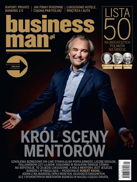 Robert Krool, mentor biznesu, coach. Okładka magazynu Businessman. Biznesowa Fotografia Wizerunkowa Warszawa.
